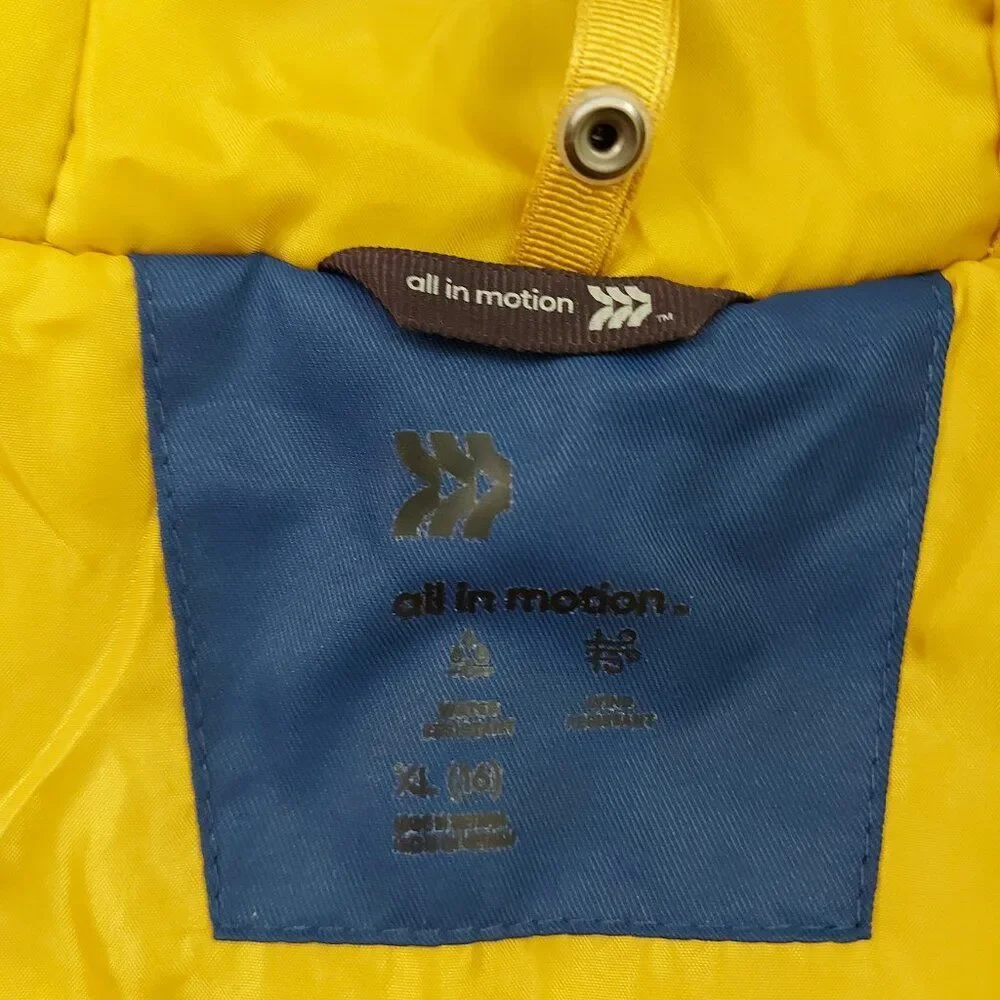 All In Motion Soft Shell Hooded Jacket Youth XL 16 Blue Zip Up Insulated Winter